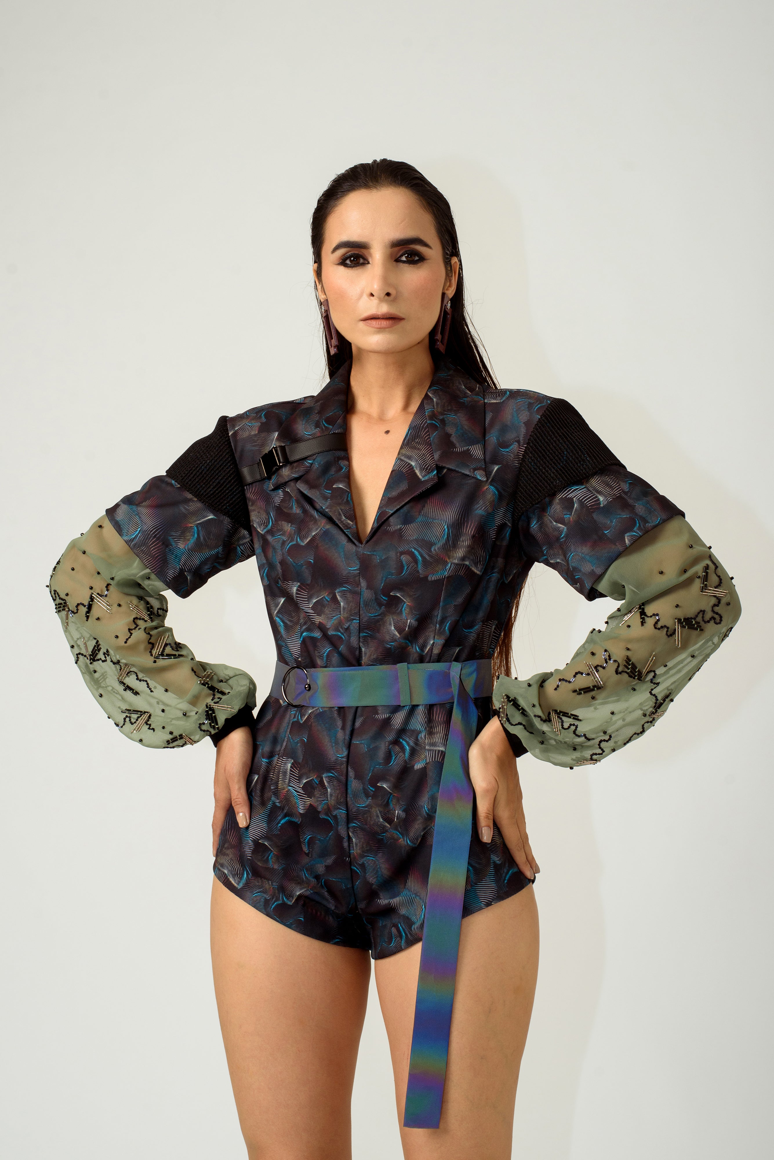 Agitation Print Bodysuit - siddhantagrawal