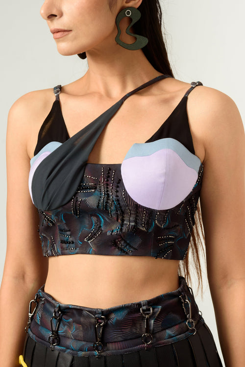 Agitation Print Bustier - siddhantagrawal
