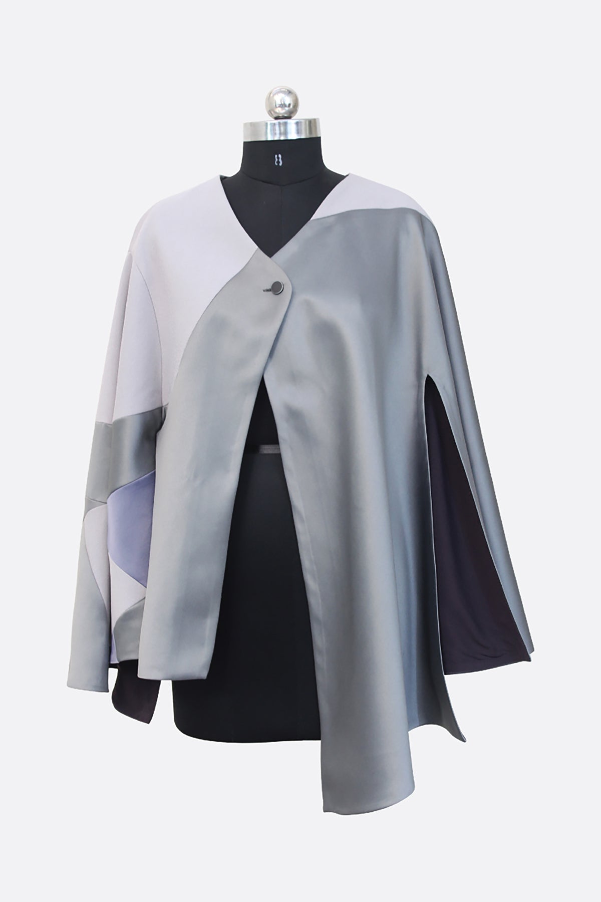 Grey Monotone Oversized Cape - siddhantagrawal