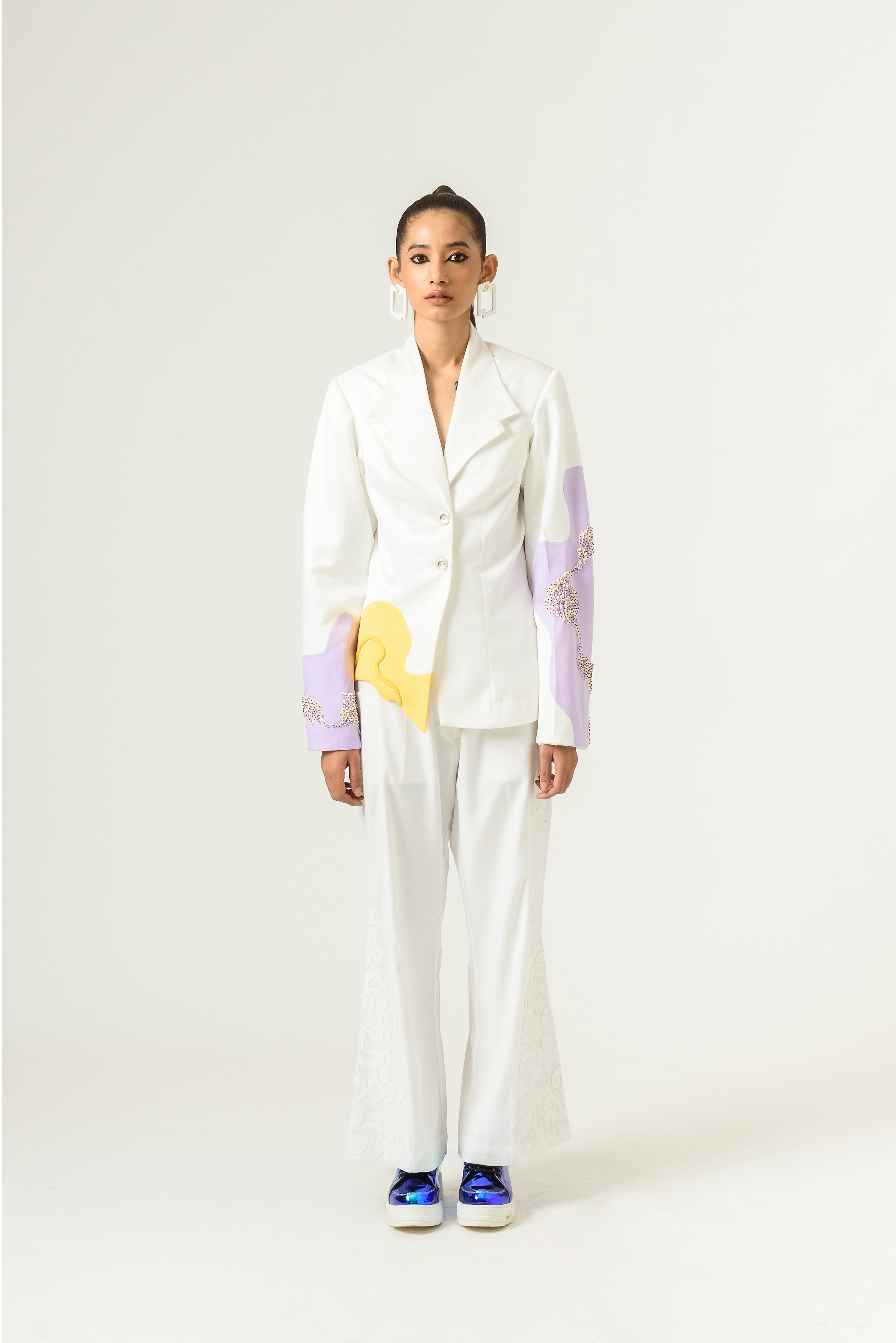 Patched Wide Leg Ivory Trouser - siddhantagrawal