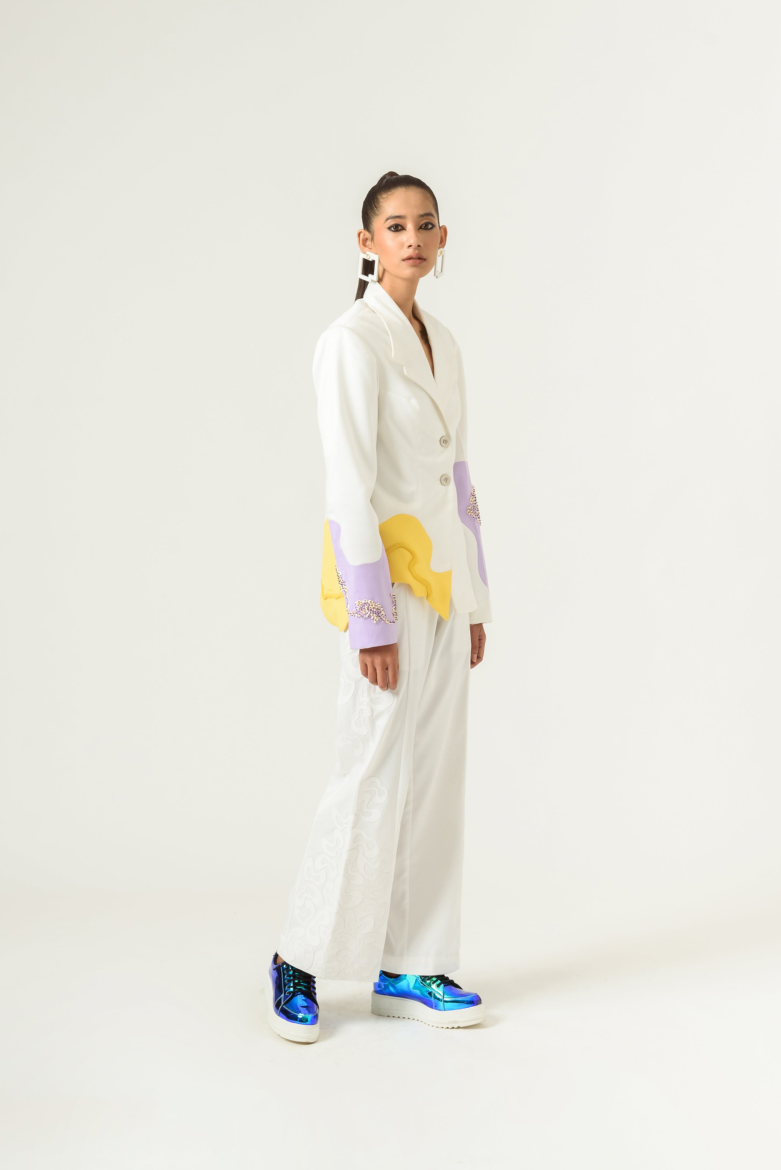 Patched Wide Leg Ivory Trouser - siddhantagrawal