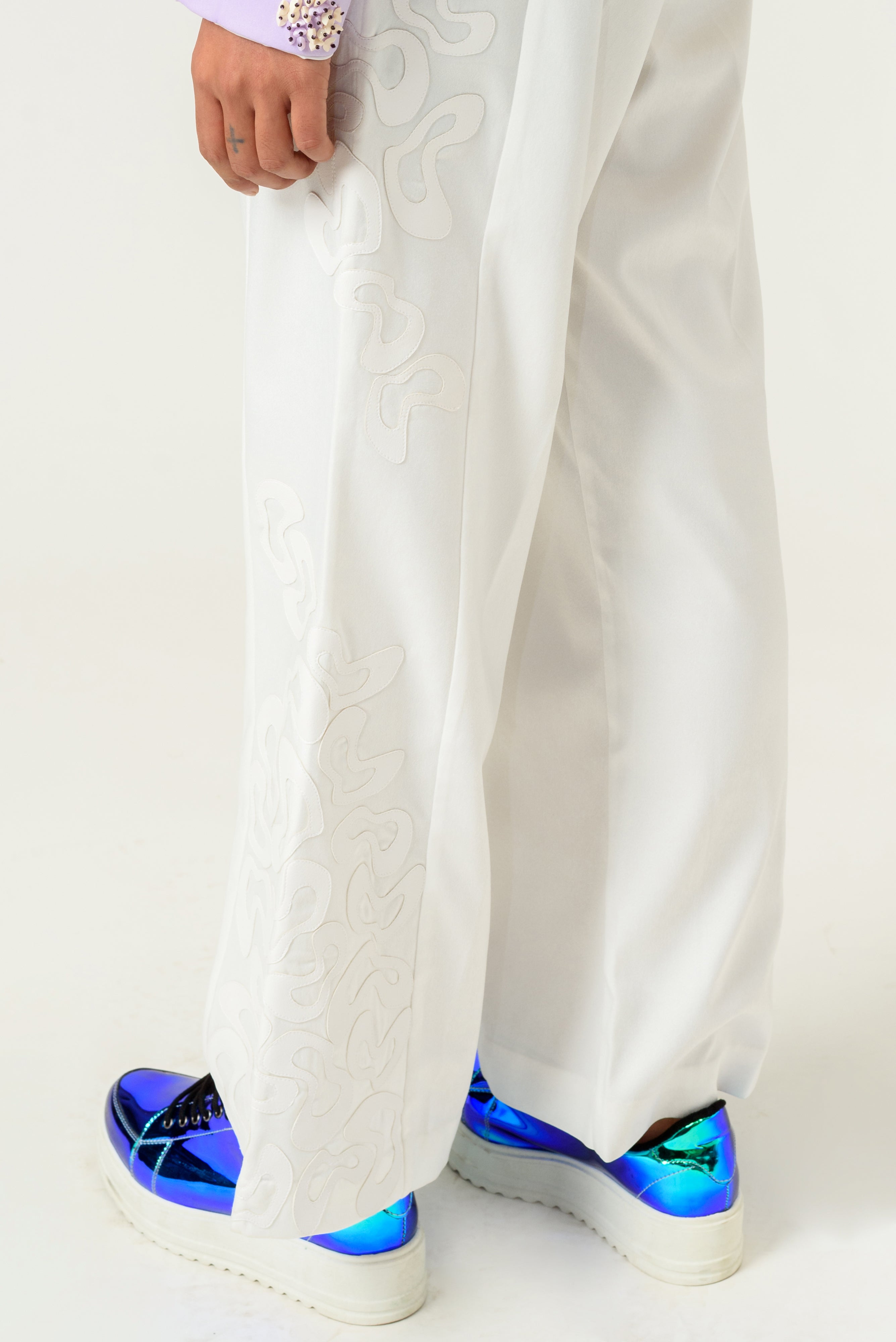 Patched Wide Leg Ivory Trouser - siddhantagrawal