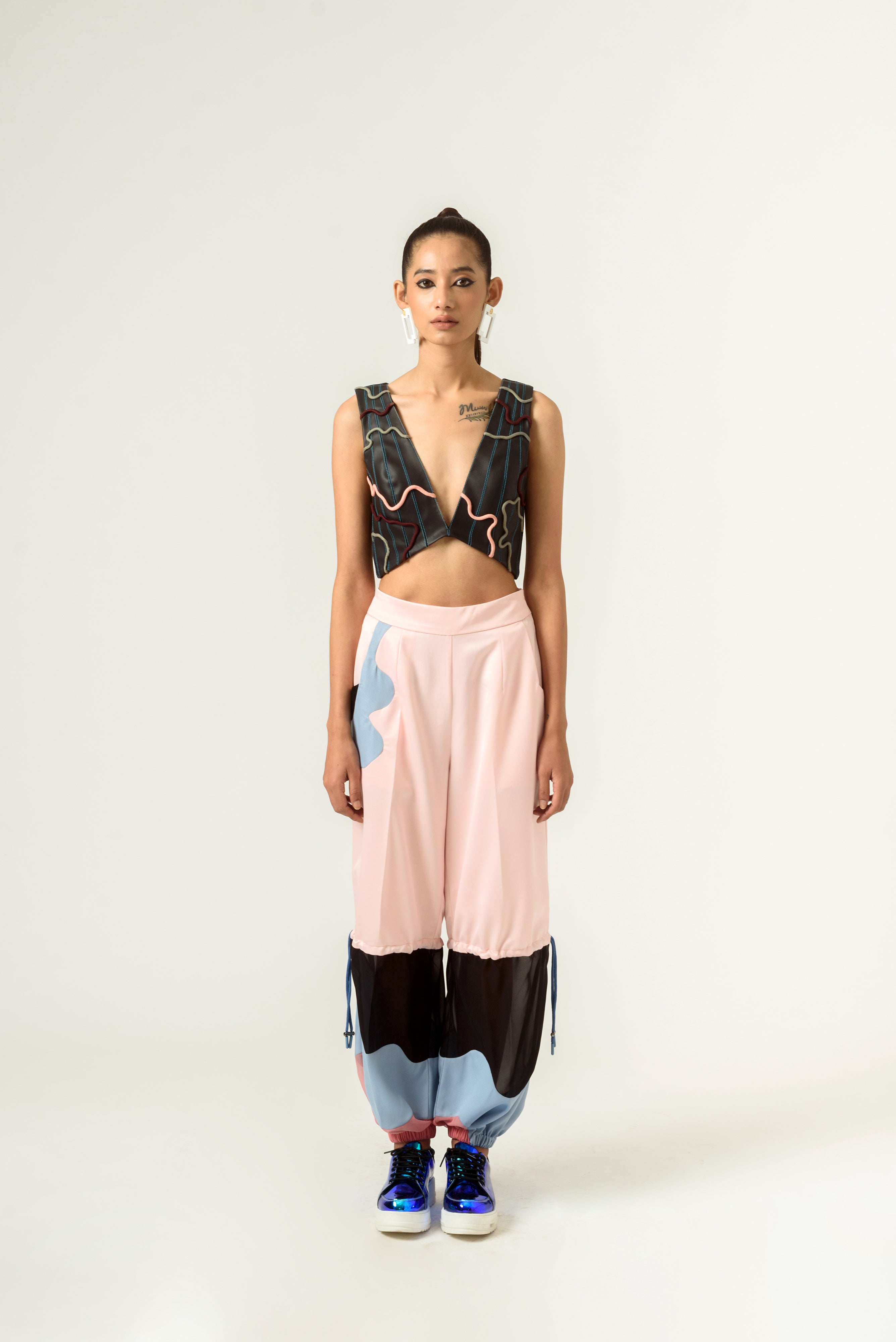 Leather Patched Bustier - siddhantagrawal