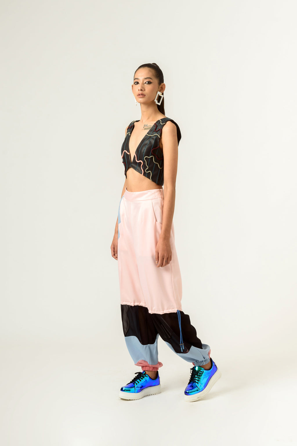 Leather Patched Bustier - siddhantagrawal