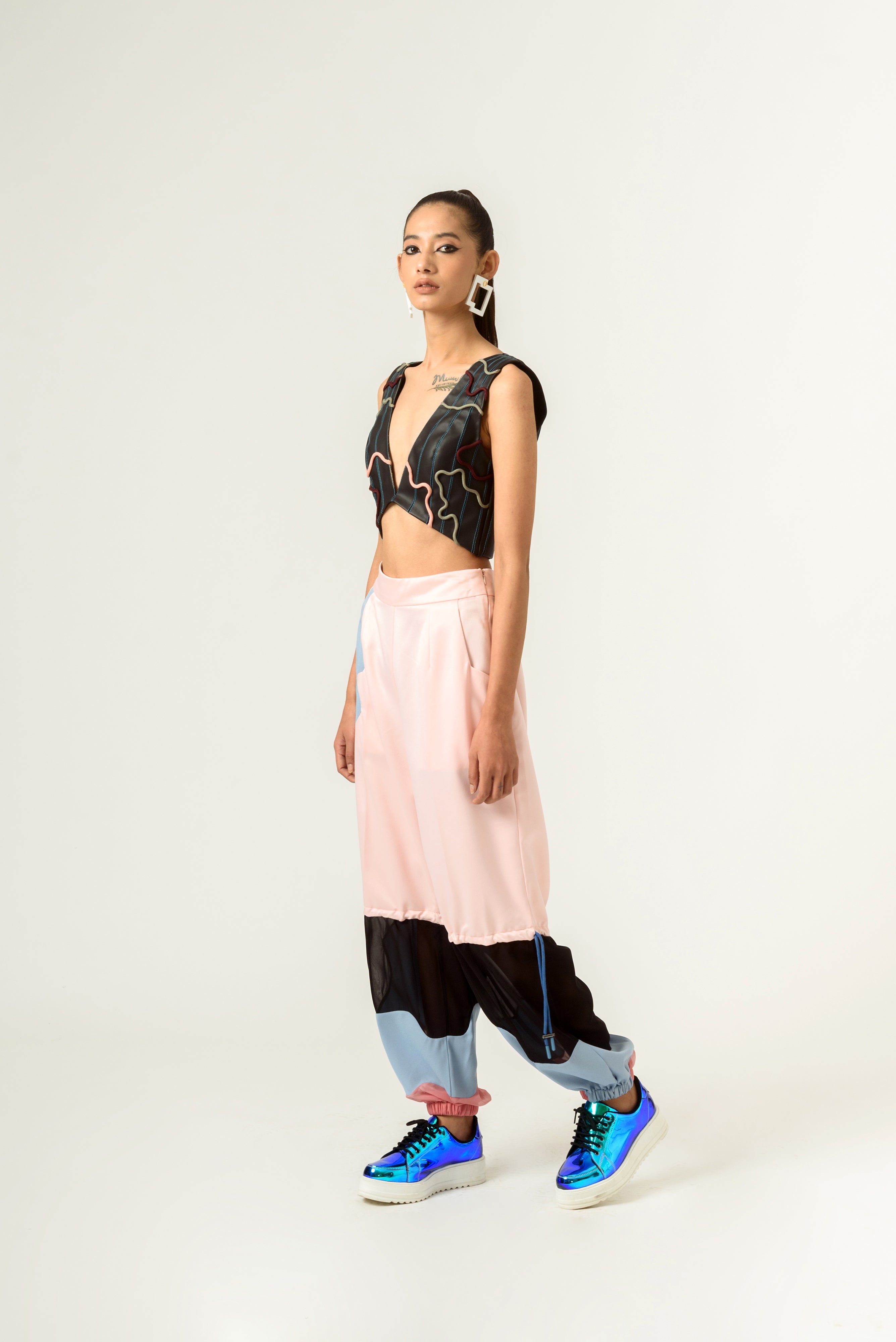 Leather Patched Bustier - siddhantagrawal