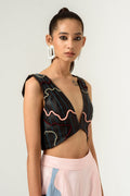Leather Patched Bustier - siddhantagrawal