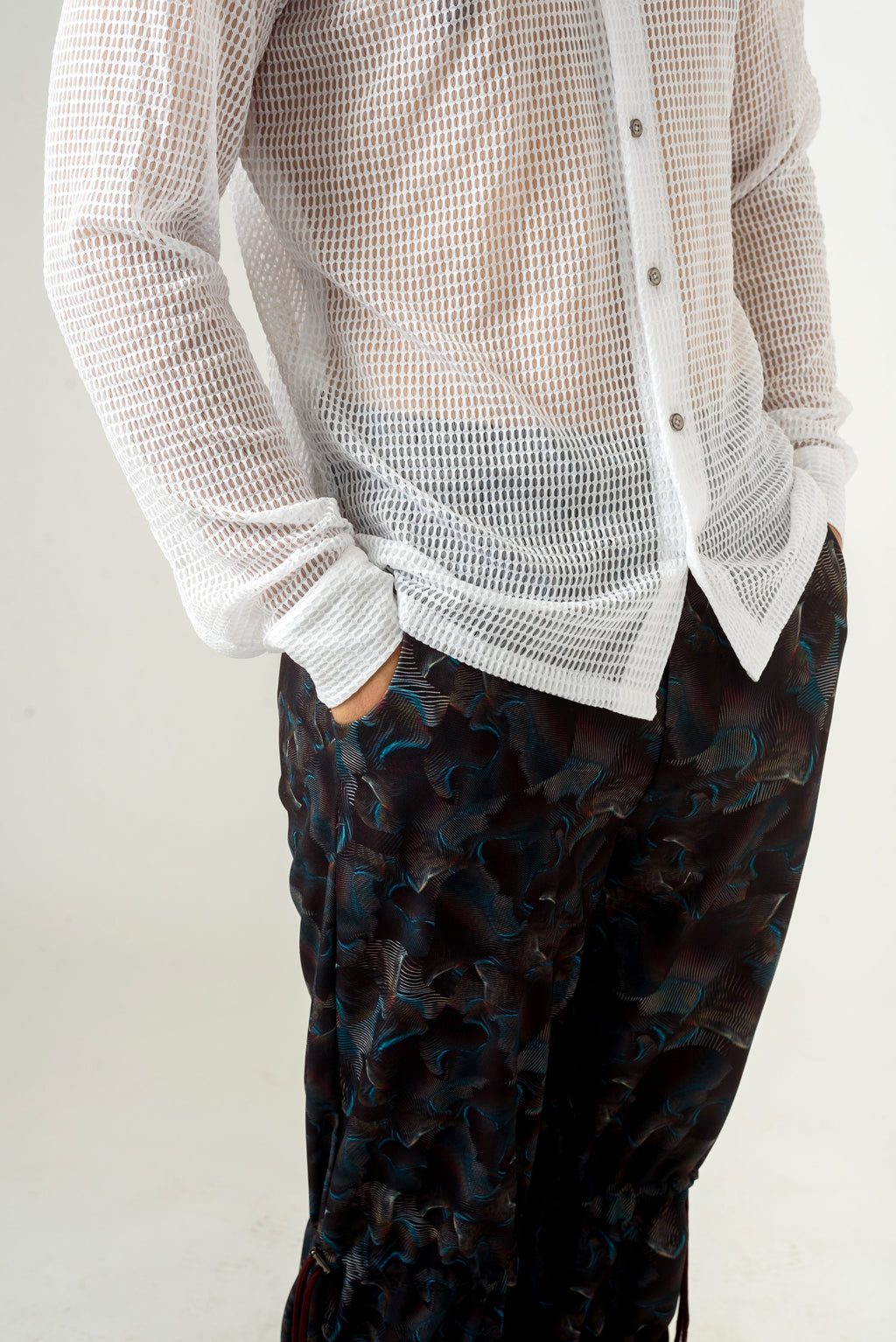 Unisex Dramatic White Mesh Shirt - siddhantagrawal