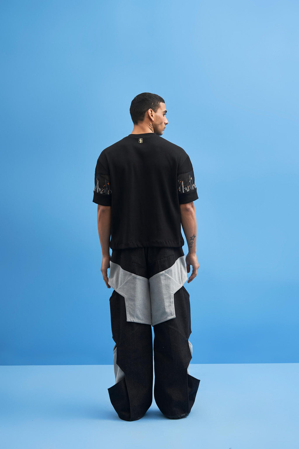Black Coastline Embroidered T-Shirt - siddhantagrawal