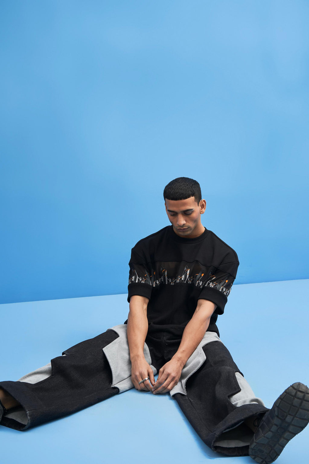 Black Coastline Embroidered T-Shirt - siddhantagrawal