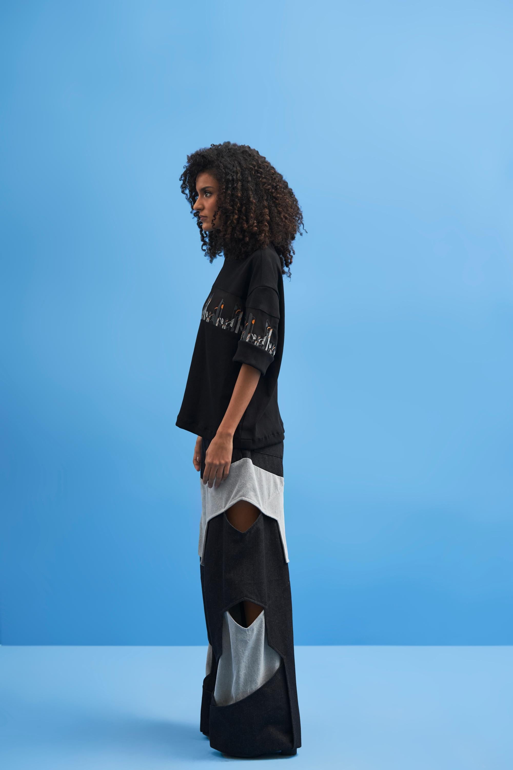 Black Coastline Embroidered T-Shirt - siddhantagrawal