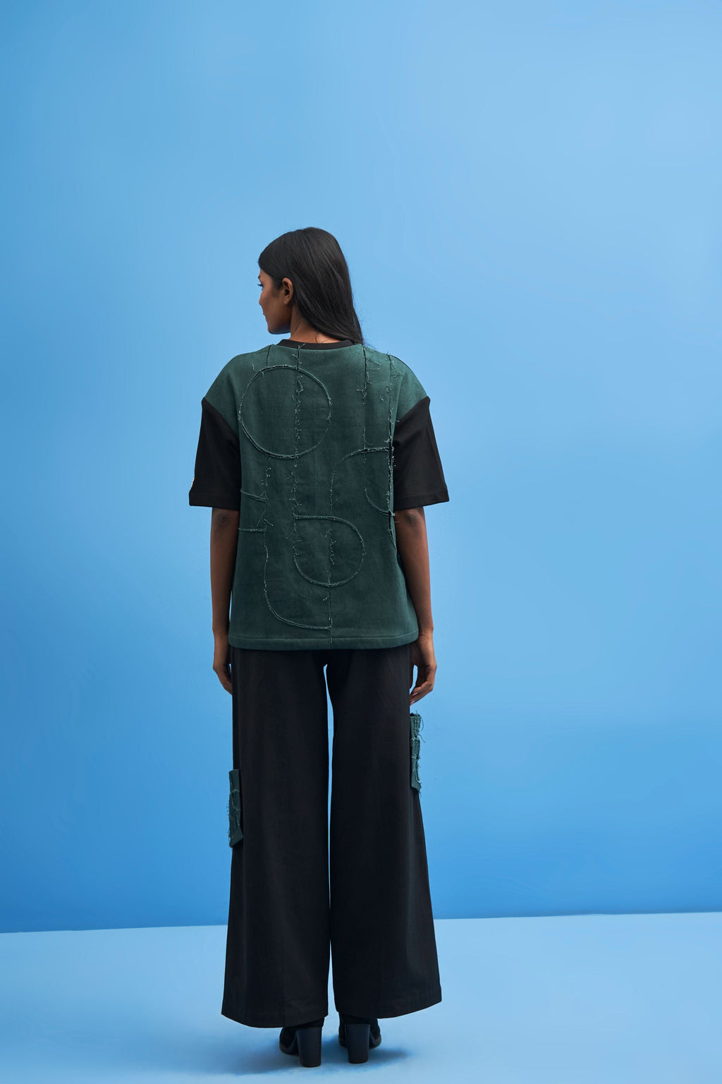 Black Shoji Patch Work T-Shirt - siddhantagrawal
