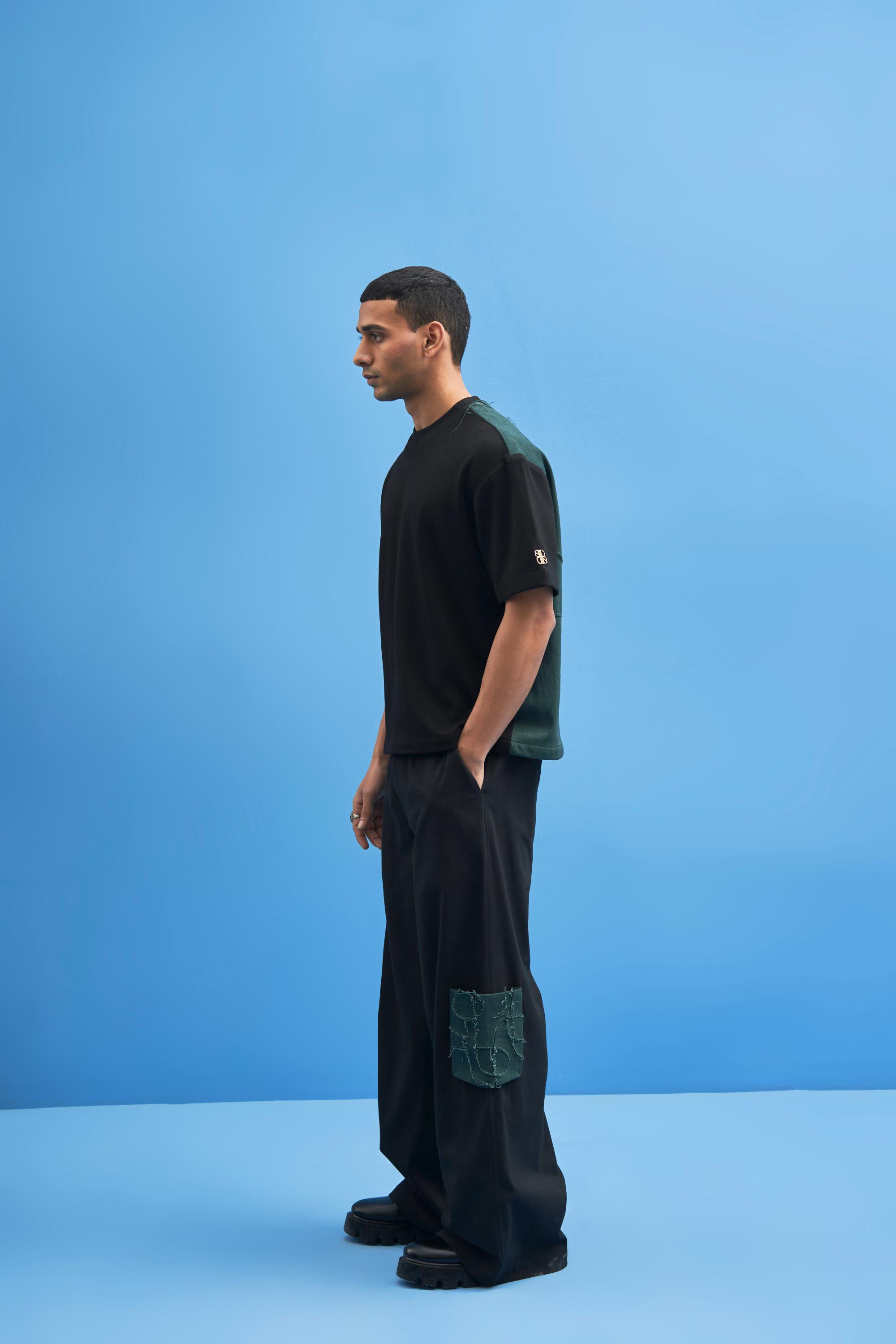 Black Shoji Patch Work T-Shirt - siddhantagrawal