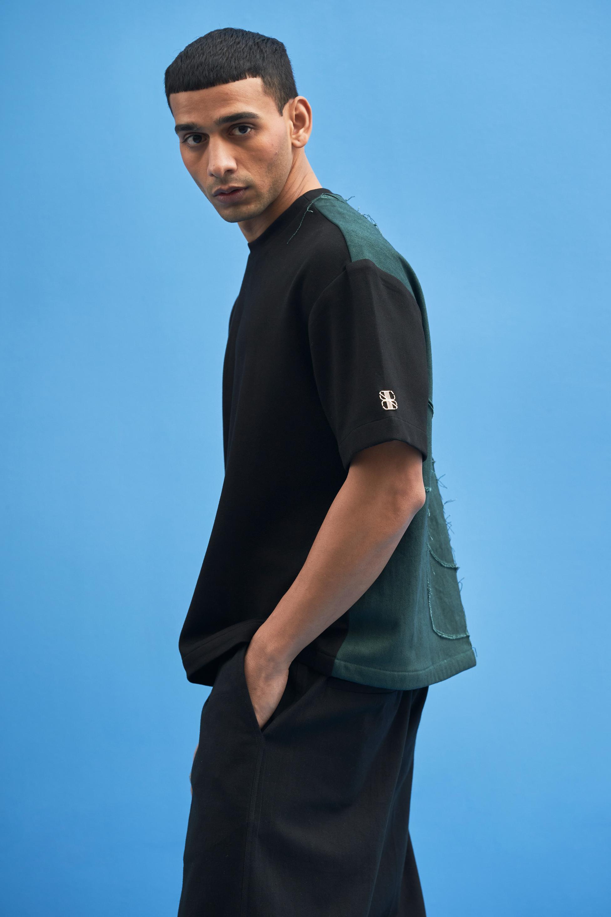 Black Shoji Patch Work T-Shirt - siddhantagrawal
