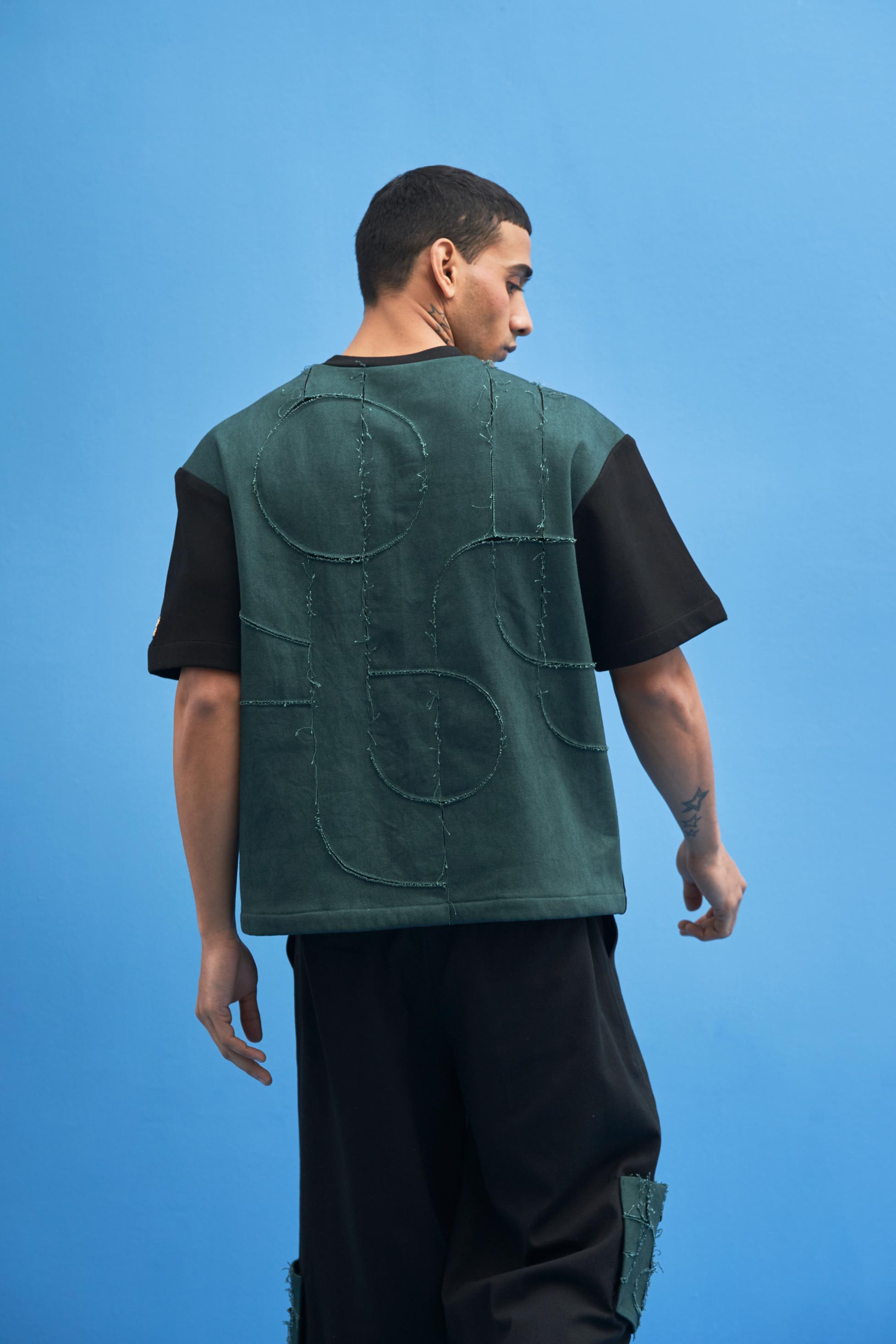 Black Shoji Patch Work T-Shirt - siddhantagrawal